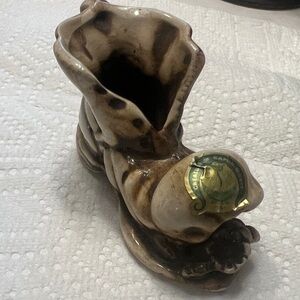 Ceramic Boot Planter in Brown by California Originals